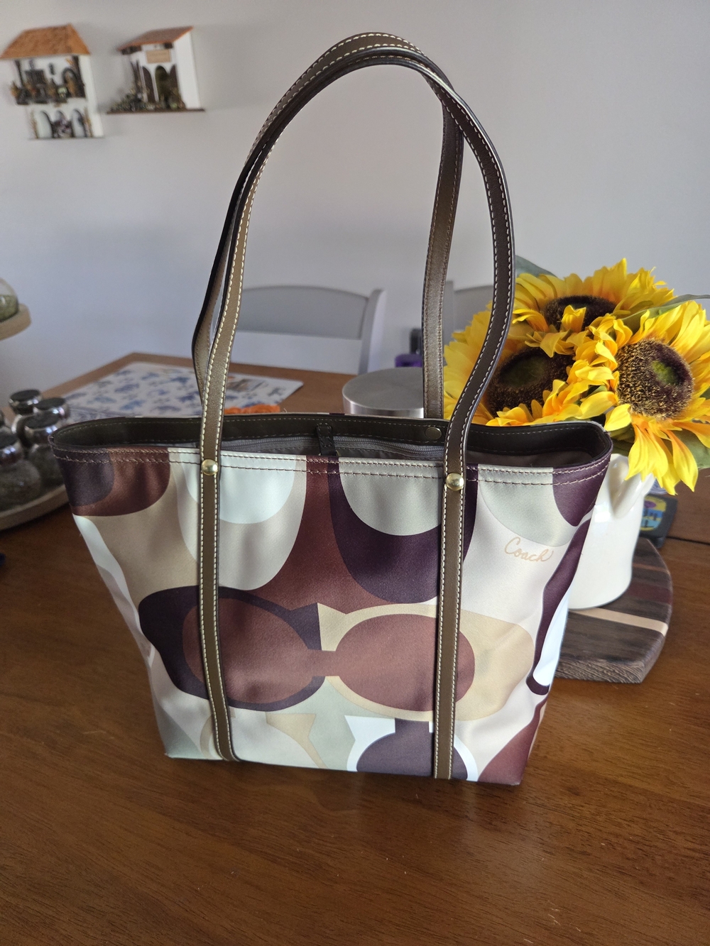 Vintage Coach Multicolor Print Tote Bag
